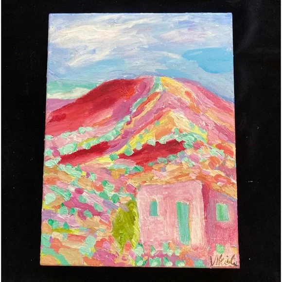 Pink Casa In Southwest”“An Original art AcrylicPainting 16”x12”x1.5” Original